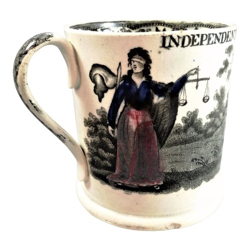 Georgian Staffordshire pearlware Odd Fellows mug, c. 1820s, green transferware - Picture 3 of 23