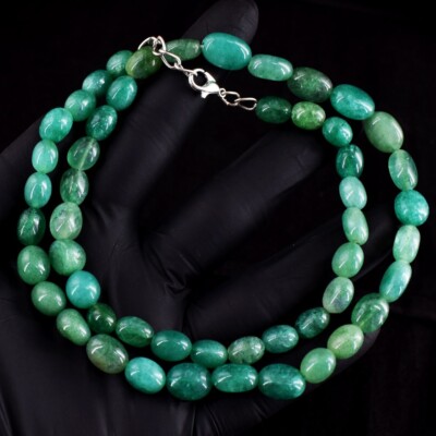 Wonderful Green Emerald Ever 228.00 Cts Beaded Attractive Necklace VK 45 E678