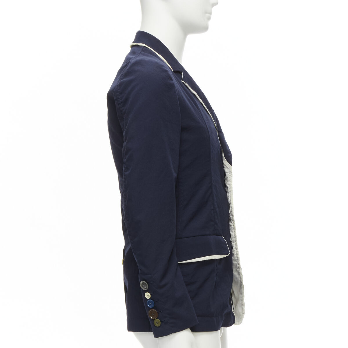 UNDERCOVER 2014 But Beautiful navy satin trim button UNDERCOVER 2014 But Beautiful navy satin trim button