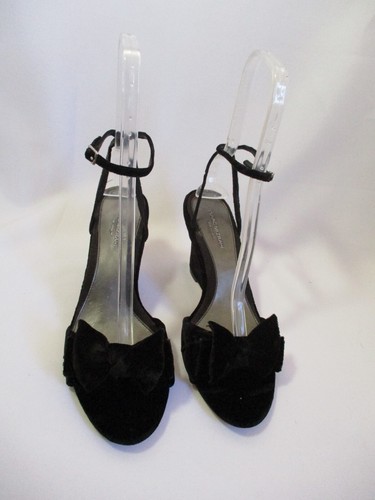 ISAAC MIZRAHI Damen 9,5 bis 10 Retro Schuhe schwarz Samt Plateau Schleifen vorne - Bild 15 von 18