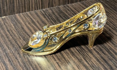 ZAPATO~FIGURA CHAPADA EN ORO 24K HECHA CON PIEZAS DE CRISTAL SWAROVSKI~NUEVO - Imagen 3 de 6
