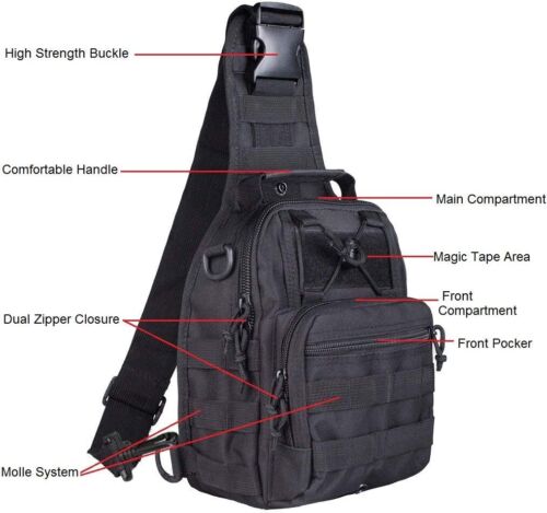 Mens Sling Chest Bag Anti-theft Crossbody Travel Sport Shoulder Backpack Outdoor - Picture 8 of 13