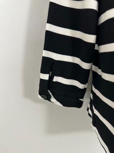 Women Nautical Striped Tunic Top S Preppy Black Multi Pullover Y2K Career - Picture 6 of 11