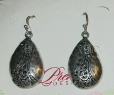 new VTG MODERN? PD PREMIER DESIGNS blac Silver tone Earring drop dangle Jewelry