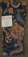NWT LuLaRoe Leggings Kids L/XL Blue Muted Orange Gold Paisley and Floral
