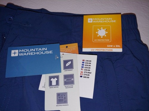 NEW Mountain Warehouse Mens Explore Pants 32W x 30L; UPF 50+ - Picture 3 of 11