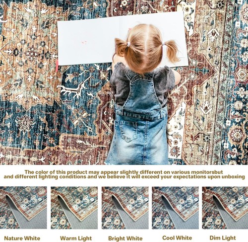 Traditional Medallion Area Rug Persien Style Oriental Carpet Non-Slip Runner Mat - Picture 38 of 79