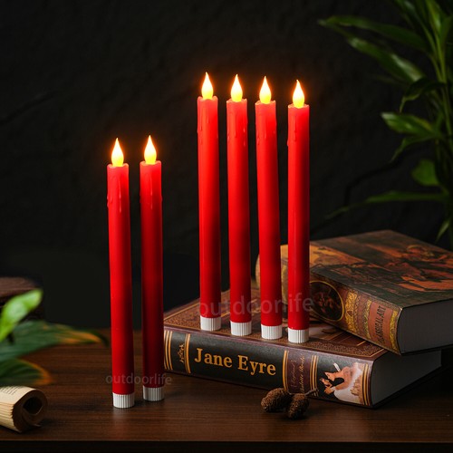 6pcs 10.6" Flameless Battery Operated Taper Candles with Remote for XMAS Decor - Picture 3 of 13