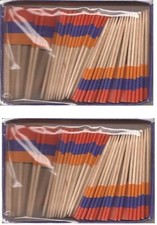 Two Boxes of 100 Armenia Toothpick Flags, 200 Small Mini Flag Cupcake Flags