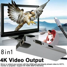 Type C to 4K HDMI VGA 1000Mbps Gigabit Ethernet LAN RJ45 Card USB 3.0 HUB SD TF