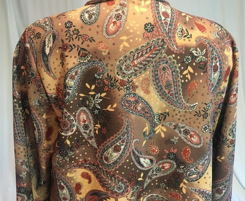 Paisley Jacket Coat Spread Your Wings Women's Brown Print Button Front Vtg XL - Picture 7 of 12