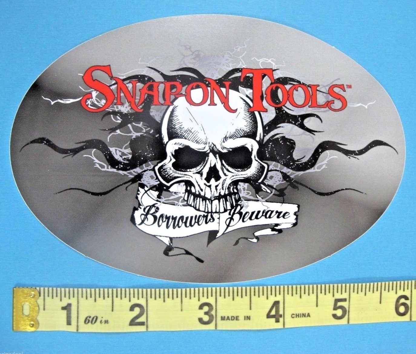 Genuine Official Snap On Tools Logo Decal BORROWERS BEWARE - Oval 6" x 4" NEW