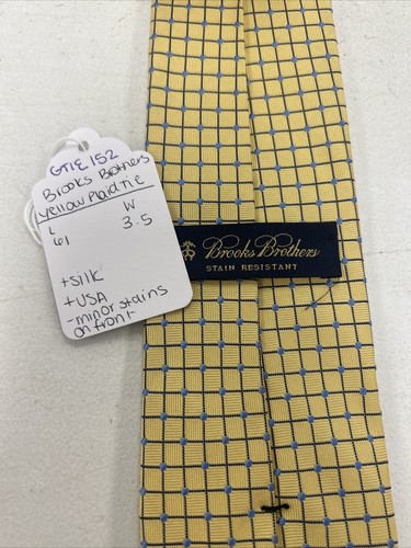 Brooks Brothers USA Men's Yellow Plaid Silk Neck Tie $125 - Picture 5 of 9