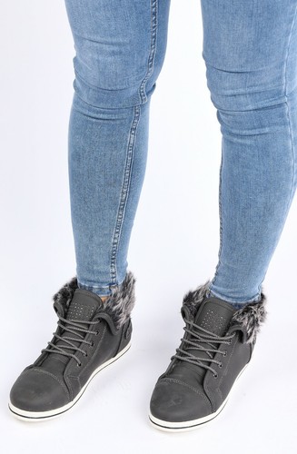 Damen-Sneakers hohe Oberteile Schnürschuhe Plimsolls Turnschuhe flache Pumps Schuhe - Bild 37 von 51