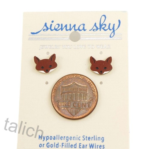 Sienna Sky Dark Brown Fox Head Post Small Stud Earrings Handmade Cute Fun Gift - Picture 5 of 5