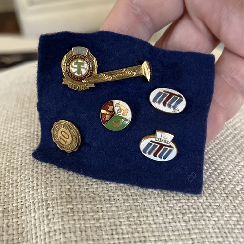 6 Antique Vintage Railway Railroad Conductor Hat Lapel Pins - Picture 2 of 16