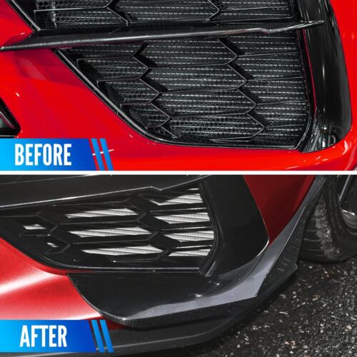 Side Canards Fins Front Bumper Lip Vent For Corvette C8 Stingray Z51 Coupe 2020+ - Picture 4 of 13