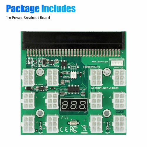 6PIN 1200W Breakout Board for HP DPS-1200QB A PSU GPU Mining Server Power Supply - Picture 8 of 13