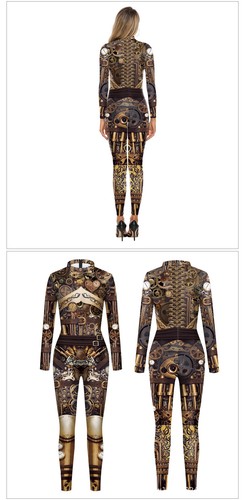 CyberPunk Steampunk Mechanical Style Jumpsuit Cosplay Zentai Bodysuit Costume - Picture 7 of 7