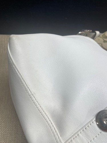 Coach Handbag Purse Vintage Smaller 11" x 8 1/2" x 3 1/2" white off white - Picture 13 of 21