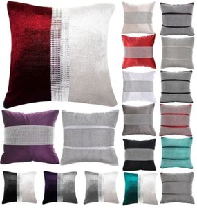Luxury Diamond Stripe Chenille Cushion Covers Fancy 17x17 Inch Bed