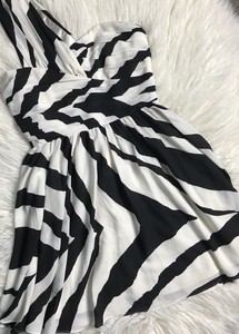 black and white striped cocktail dress