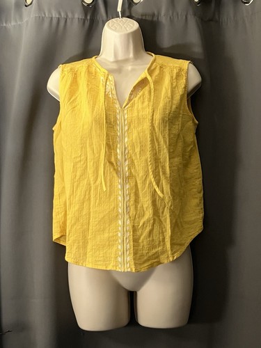Blusa Top Banana Republic Mujer Boho Sin Mangas Amarilla Talla XS - Imagen 1 de 5