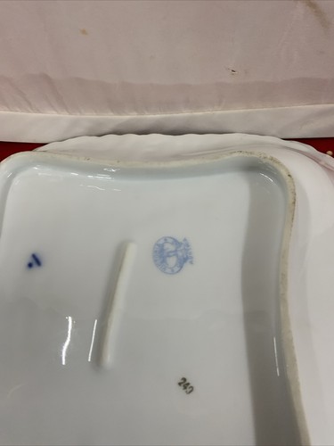 Victoria Carlsbad Austria Vintage Dish Bowl Plate Blue Gold Decor Portrait 9 1/2 - Picture 8 of 11