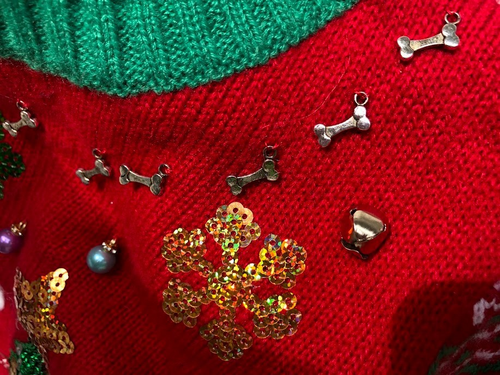 Exclusive Custom Ugly Festive Christmas Sweater With Dog Size Medium Kids 10/12 - Picture 6 of 14