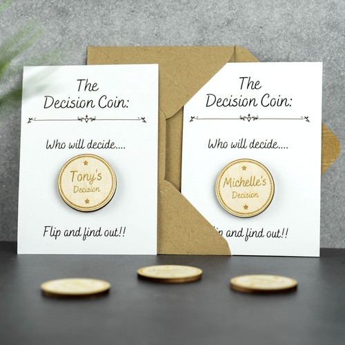 Personalised Wooden Custom Couples Decision Coin Boyfriend Or Girlfriend Gift - Picture 10 of 10