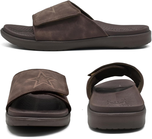 Mens Slides Soft Cushion Sport Sandals with Plantar Fasciitis Arch Support Adjus - Picture 6 of 12