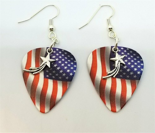 Shooting Star Charm Guitar Pick Earrings - Pick Your Color - Picture 13 of 23