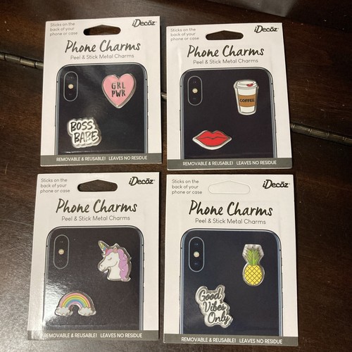 iDecoz Reusable Metal Phone Charms Removable Stick On 8 Different Charms Lot/4 - 第 1/16 張圖片