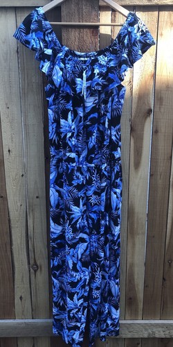 TOMMY Bahama Indigo Garden Sleeveless Long Pant Jumpsuit Sz Lg Tropical NWT - Picture 6 of 7
