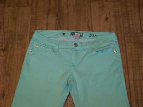 Women's Celebrity Pink Jeans - 7S - Dare You Skinny - Mint Green Denim - Picture 4 of 9