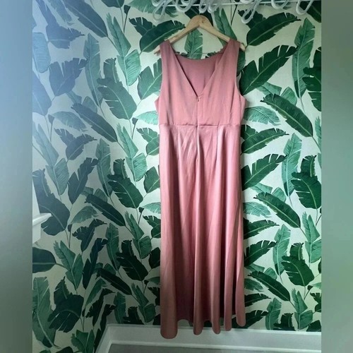 Anthropologie BHLDN Beckett Satin Maxi Dress Terracotta 18W Bridesmaid Formal - Picture 11 of 15