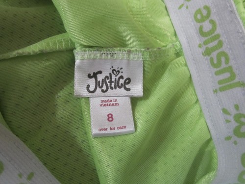 Justice Girls Athletic Shorts Size 8 Green with White Accents Elastic Waist - Picture 6 of 6