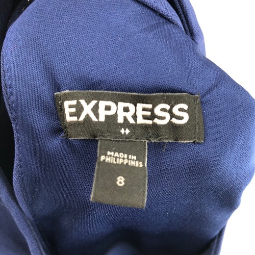 Express Dress Womens 8 Blue Fit & Flare Halter Cut Out Sleeveless Mini Stretch - Picture 7 of 9