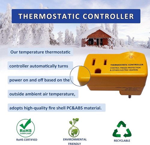 2 PCS Freeze Thermostatically Controlled Outlet,Automatically Turn On Below 38 ° - Picture 3 of 11
