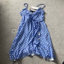 I Saw It First Paisley Print Cami Frill Wrap Blue Skater Holiday Dress Size 12