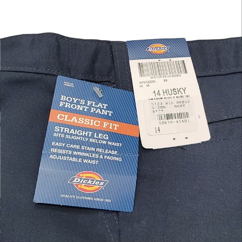 Dickies Big Boys' Flex Waist Flat Front Pant, Dark Navy, 14 Husky - Picture 4 of 16