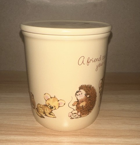 80’s Hallmark Mug 10oz Ceramic w/lid, Mug “A Friend Knows How To Make You Smile” - Picture 6 of 6