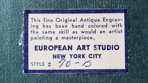 Framed European Art Studio New York City Hand Colored Engraving Couple Landscape - Picture 9 of 9