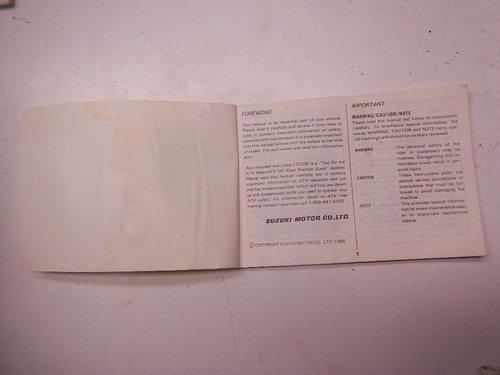 1986 Suzuki Owner's Manual LT230E LT230 E 83 Pages - Imagen 2 de 7