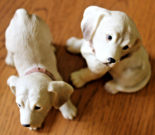 Homco Porcelain Ceramic Puppies #1408 Set of Two Lab Dogs VTG - Picture 2 of 6
