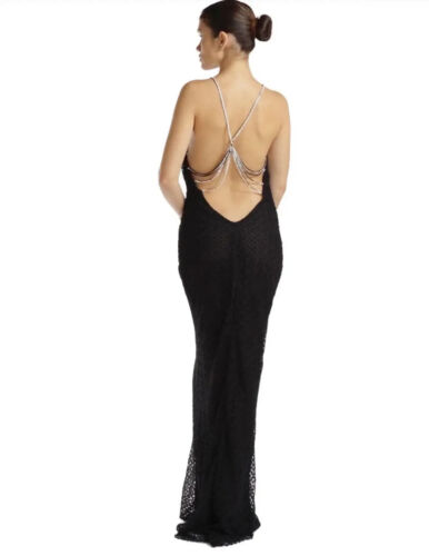 2002 Gianni Versace Couture Vintage schwarzes Kleid mit kristallverzierter offener Rückseite - Bild 2 von 9