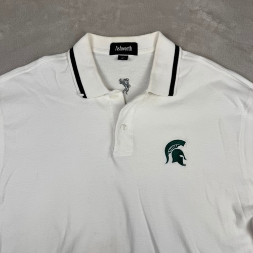 Michigan State Spartans Herren M Ashworth besticktes Poloshirt weiß Golf - Bild 2 von 12