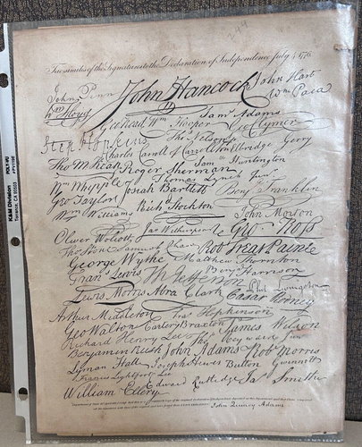 1819 declaration of independence facimille