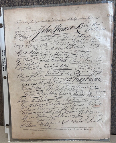 Antique 1819 Facsimiles Of The Declaration of Independence July 4 1776 Signers - Picture 1 of 8