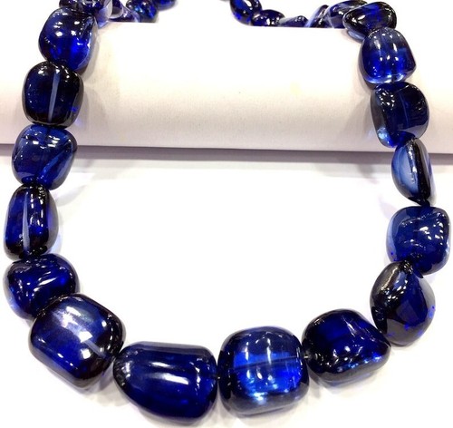 AAAA++ Rare Blue Sapphire Smooth Nuggets Gemstone Beads Jewelry, 10-14mm 15 Inch - Picture 3 of 4